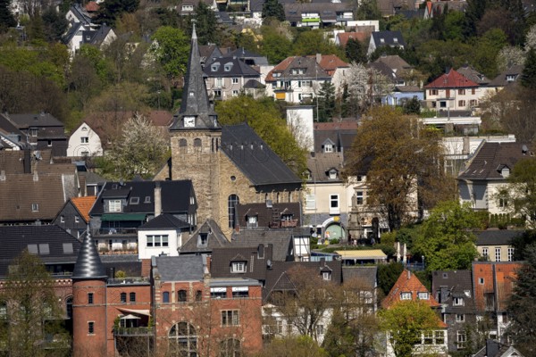 The old town centre of Essen-Kettwig, in the south of the city, with the market church, turbine