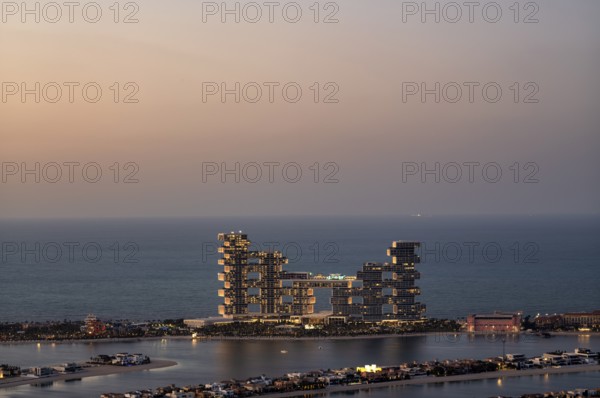 View from The View At the Palm viewing platform onto Hotel Atlantis The Royal, Palm Jumeirah,