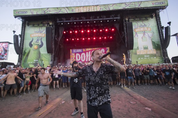 Ingo Knollmann, singer of the Donots in the mosh pit at the Highfield Festival on Friday,
