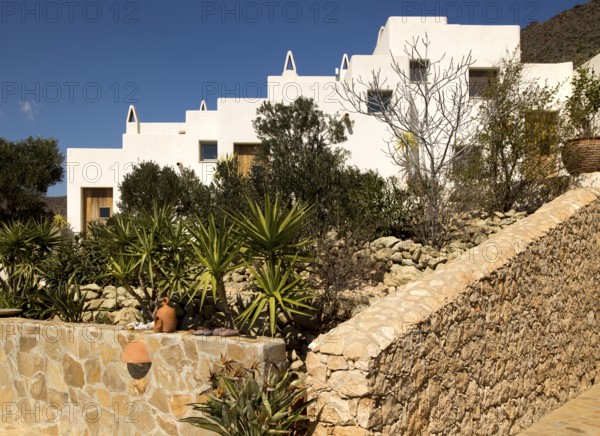 Modern architecture tourist accommodation, Los Presillas Bajas, Cabo de Gata natural park, Almeria,