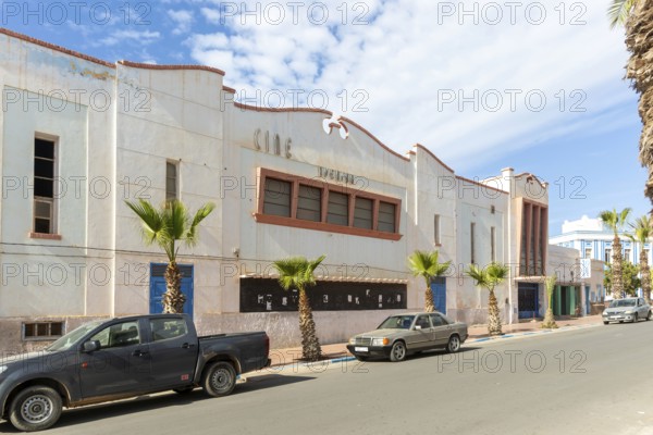 Cinema Art Deco architecture Spanish colonial building, Sidi Ifni, Morocco, North Africa, Africa