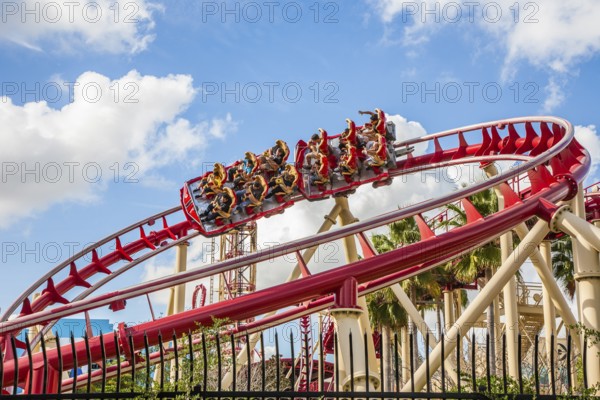 Rip Ride Rockit roller coaster at Universal Studios theme park in Orlando, Florida, USA, North