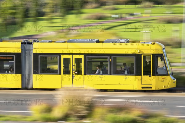 Tram on Altendorfer Straße, in Essen, North Rhine-Westphalia, Germany, Europe