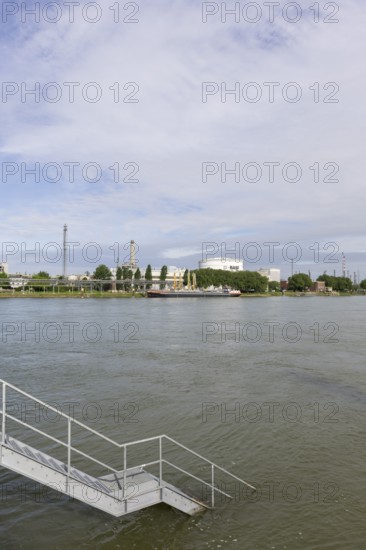 BASF, Lugwigshafen am Rhein, industrial area, landing stage, stairs, Mannheim, Baden-Württemberg,