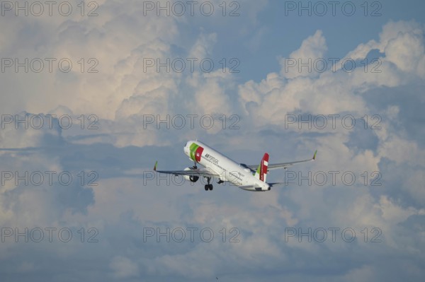 Lisbon, Portugal - September 2, 2023: TAP Air Portugal Airbus A321-251NX passenger plane in sky
