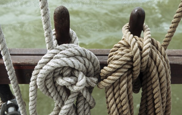 Ropes on board of sailing clipper
