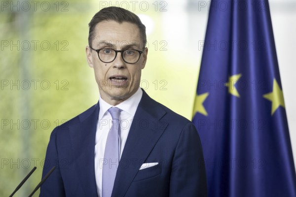 Alexander Stubb, President of the Republic of Finland, recorded during a press statement together