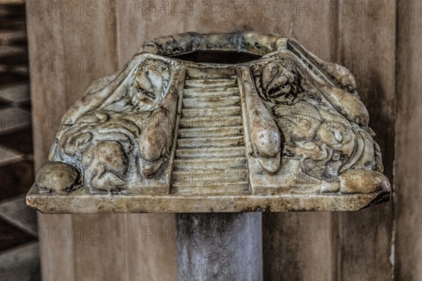 Holy water font from the 1st century, Cathedral of Santo Stefano Protomartire, Basilica