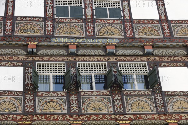 Facade of a half-timbered house, Lemgo, North Rhine-Westphalia, Germany, Europe