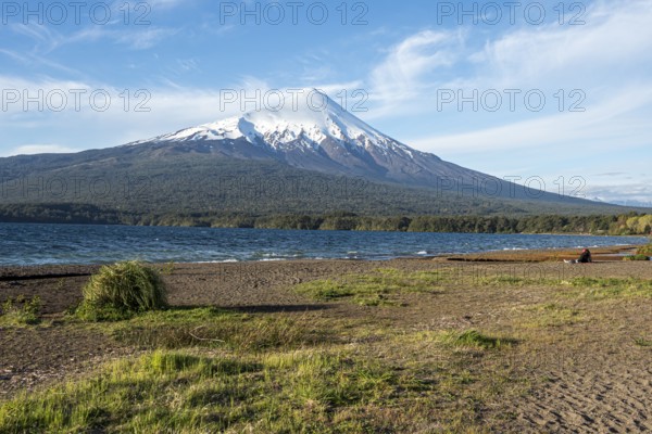 Beach Playa Ensenada, lake Llanquihue, volcano Osorno, chilenean lake district, Los Lagos region,