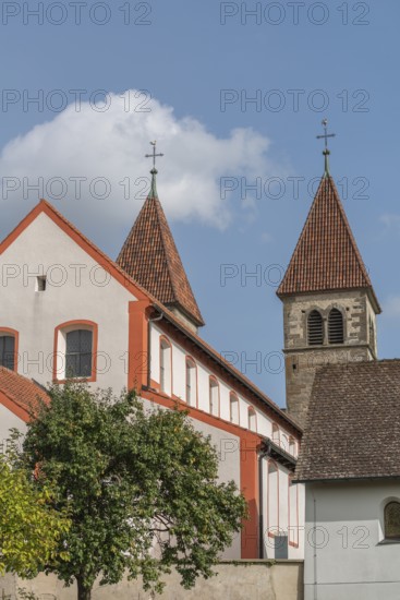 Collegiate Church of St Peter and Paul, Niederzell, Reichenau Island, double tower, nave, Lake