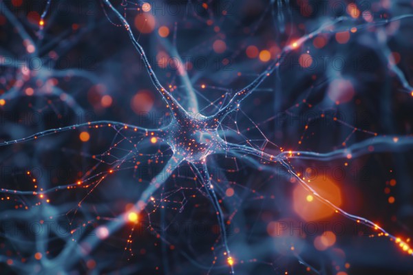 Futuristic neural network visualization. Generative Ai, AI generated