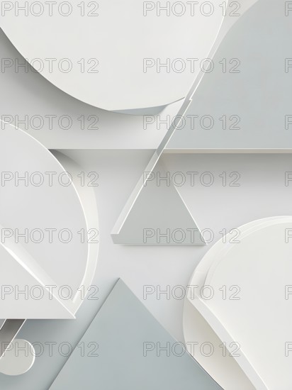 Minimalist composition of overlapping geometric shapes with clean lines and muted soft pastel