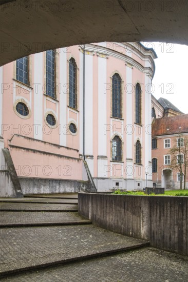 View on the north-east side into the inner courtyard of the former Benedictine abbey of Wiblingen