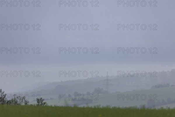 Heavy rain showers and thunderstorms over Possendorf in the Eastern Ore Mountains, Possendorf,