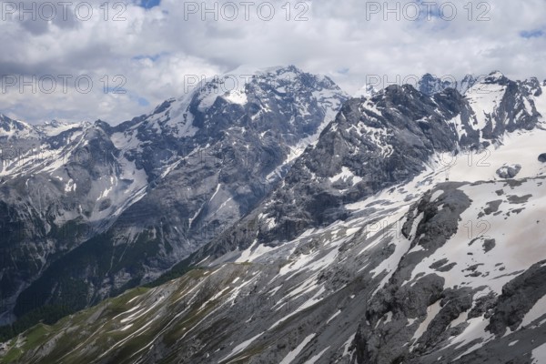Stilfserjoch, Vinchgau, South Tyrol, Italy, mountain landscape on the Ortler, Italian Alps, snowy