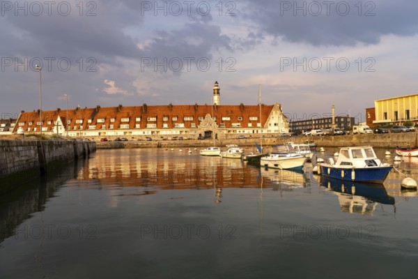Historic harbour basin and marina Bassin du Paradis in Calais, France, Europe