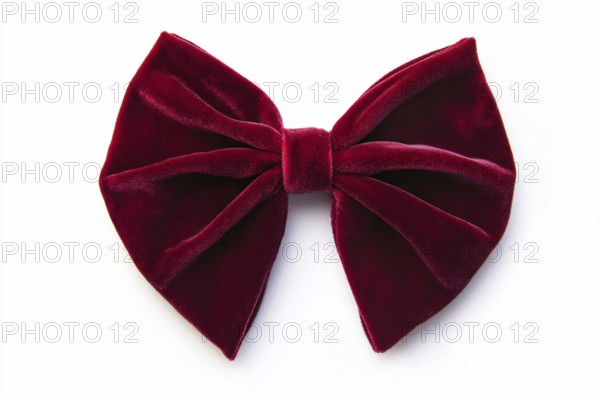 Dark red velvet ribbon on white background. Generative AI, AI generated