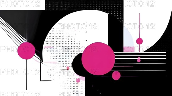 Minimalist illustration abstract geometric shapes with pink color accent suggesting fun and ease,