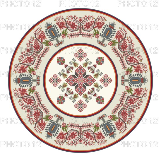 Traditional Bulgarian embroidery design element over white background