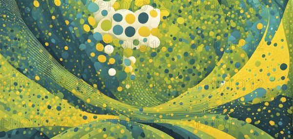 Abstract wallpaper illustration, symbol for artificial intelligence, lines, dots and pattern,