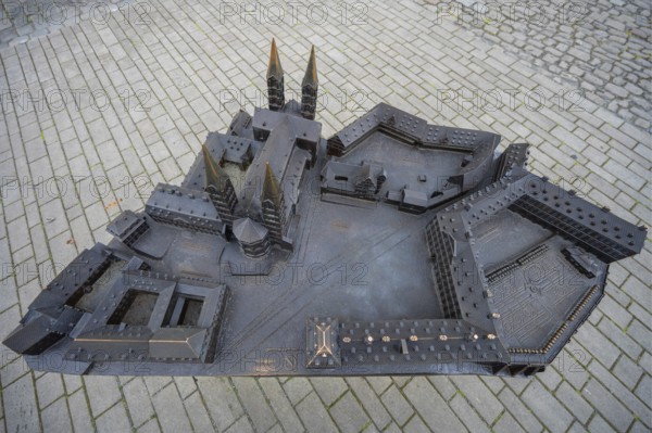 Bronze model of Bamberg Cathedral and Old Town on the Cathedral Square, Bamberg, Upper Franconia,