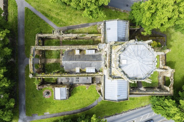All Saints Church in Pontefract from a drone, West Yorkshire, England, United Kingdom, Europe