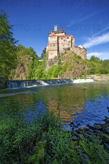 Kriebstein Castle, hilltop castle or Spornburg from the late Middle Ages on the River Zschopau,