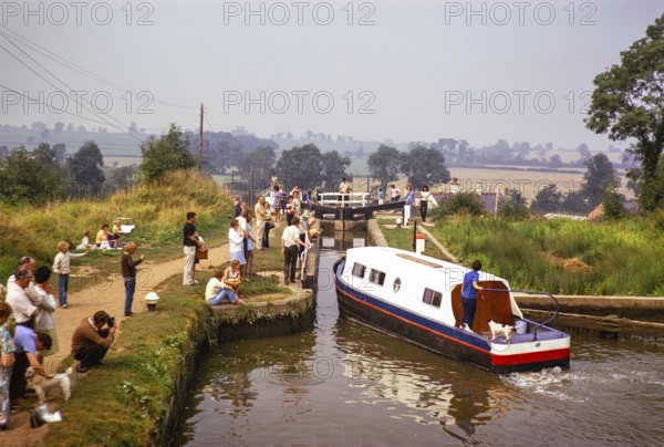 Foxton Locks, Grand Union Canal, Leicestershire, England, UK August 1973