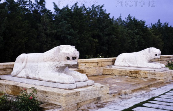 Sculpture Street of Lions in the Anitkabir Memorial, Mausoleum of Mustafa Kemal Atatürk, Turkey
