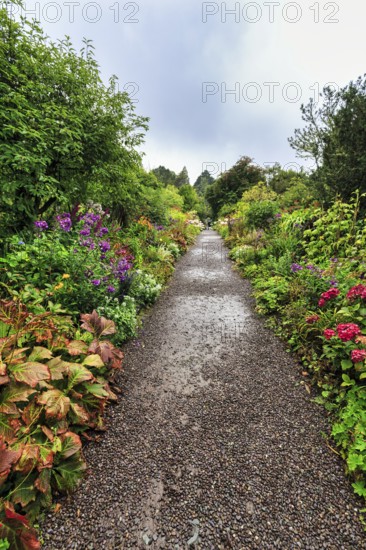 Footpath, Ilnacullin, Garinish Island, gardens, rain clouds, rainy weather, Glengarriff, Bay of