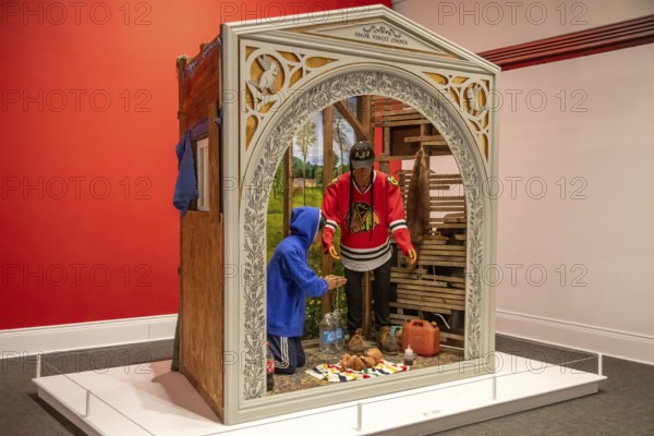London, Ontario, Canada - Museum London. One mixed media work on display is 'Nativity Scene, ' by