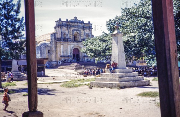 Village square and church, Palin, Guatemala, Central America, around 1961, Central America