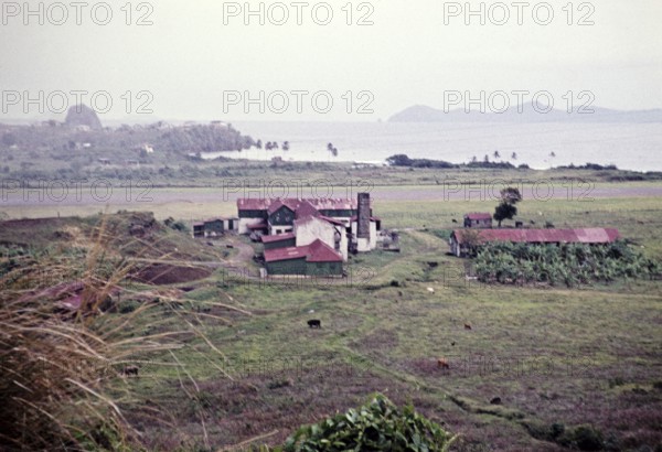 Captioned as 'cigarette factory near airport, St Vincent, Windward Islands, West Indies, 1962