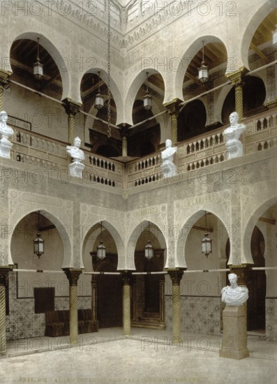 Interior view of the Governor's Palace, Algiers, Algeria, ca 1890, Historical, digitally restored