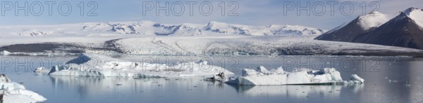 Icebergs on the Joekulsarlon glacial lake or lagoon