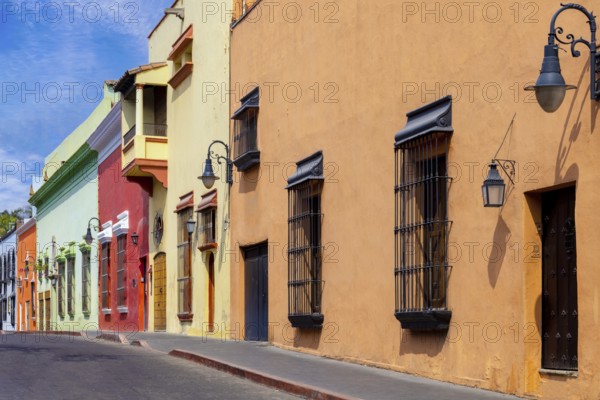 Scenic colorful colonial architecture of Cuernavaca streets in historic center in Mexico Morelos.