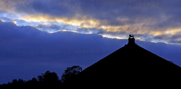 Lion's Mound at sunset, monument commemorating the ending of the Napoleonic war at Domain of the