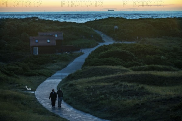 North Sea island of Langeoog, Dünenweg, Abends, Lower Saxony, Germany, Europe
