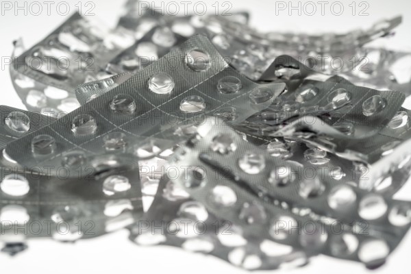 Empty, used medication packaging, pills, tablets