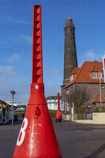 The new lighthouse, in the centre of Borkum, island, East Frisia, winter, season, autumn, Lower