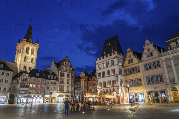 Houses, skyline on the main market square in the city centre of Trier, Rhineland-Palatinate,