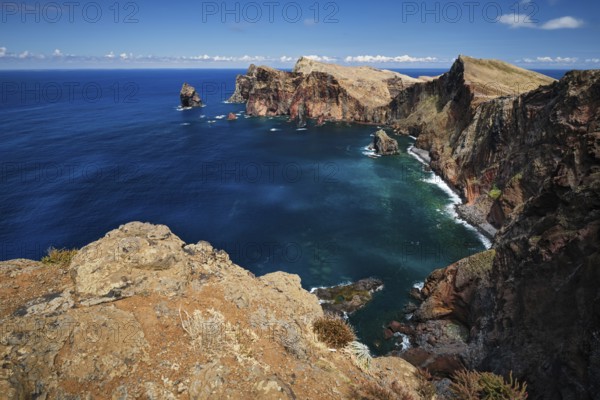 Madeira Island scenic rugged landscape, Ponta do Sao Lourenco cape, Miradouro do Abismo viewpoint.
