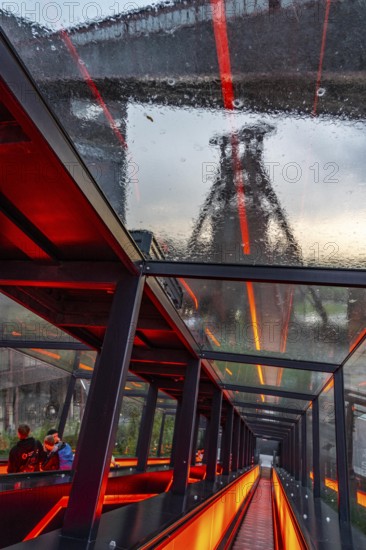 Zeche Zollverein, rainy day, ride on the escalator of the Ruhr Museum, in the coal washing plant,