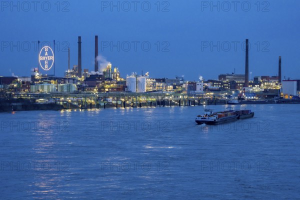 Backdrop of Chempark Leverkusen, Bayer Leverkusen, chemical park, chemical plant, river Rhine,
