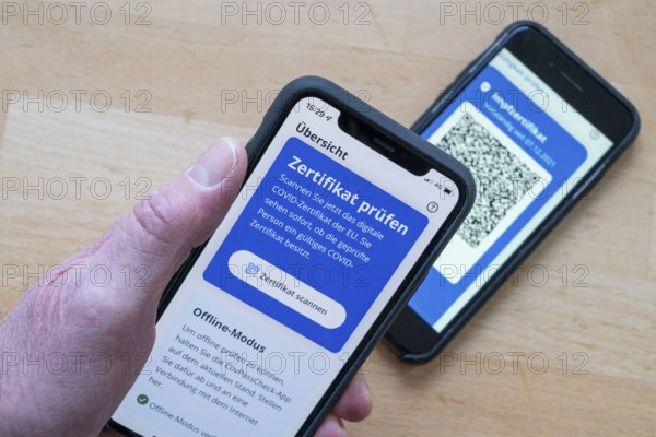 CovPassCheck app, for checking the digital vaccination certificate, on a smartphone, vaccinations