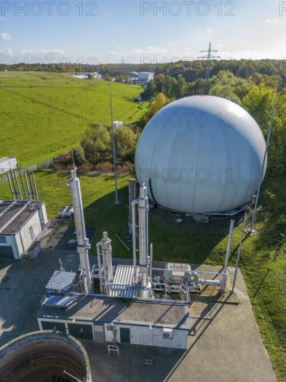 Biogas storage, biogas treatment plant, purification of biogas from organic waste, green waste and