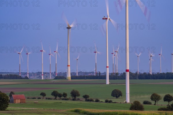 Wind farm, south of the village of Helmern, belongs to Bad Wünnenberg, Paderborn district, OWL,