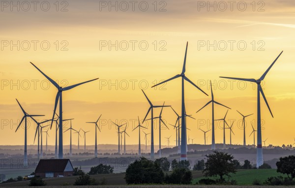 Wind farm, south of the village of Helmern, belongs to Bad Wünnenberg, Paderborn district, OWL,