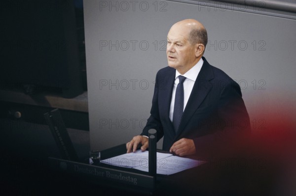 Federal Chancellor Olaf Scholz, (SPD), recorded during a government statement in the German
